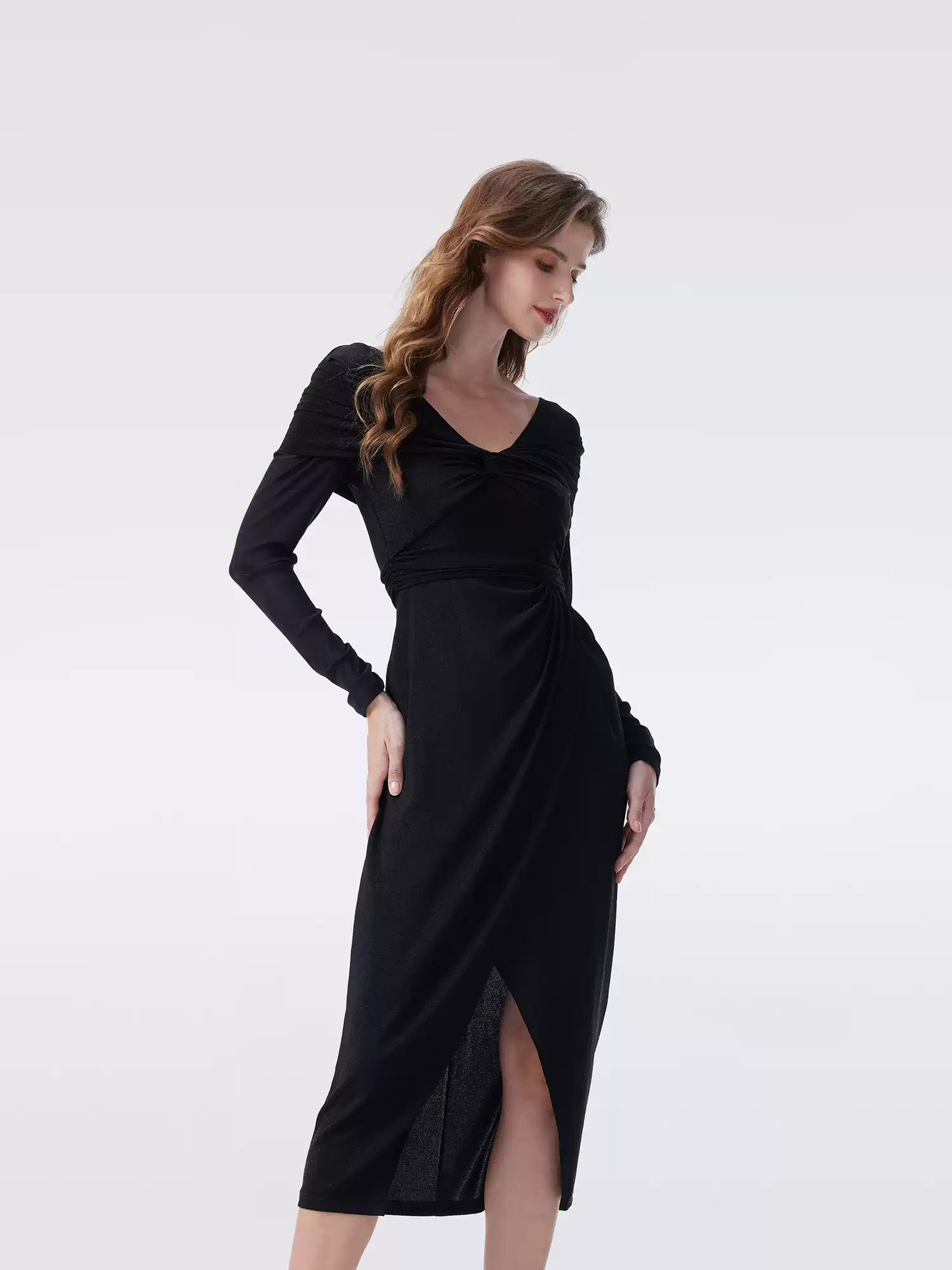 DVF Spring 2026 Metallic Knit A-Line Wrap Dress - photo 4