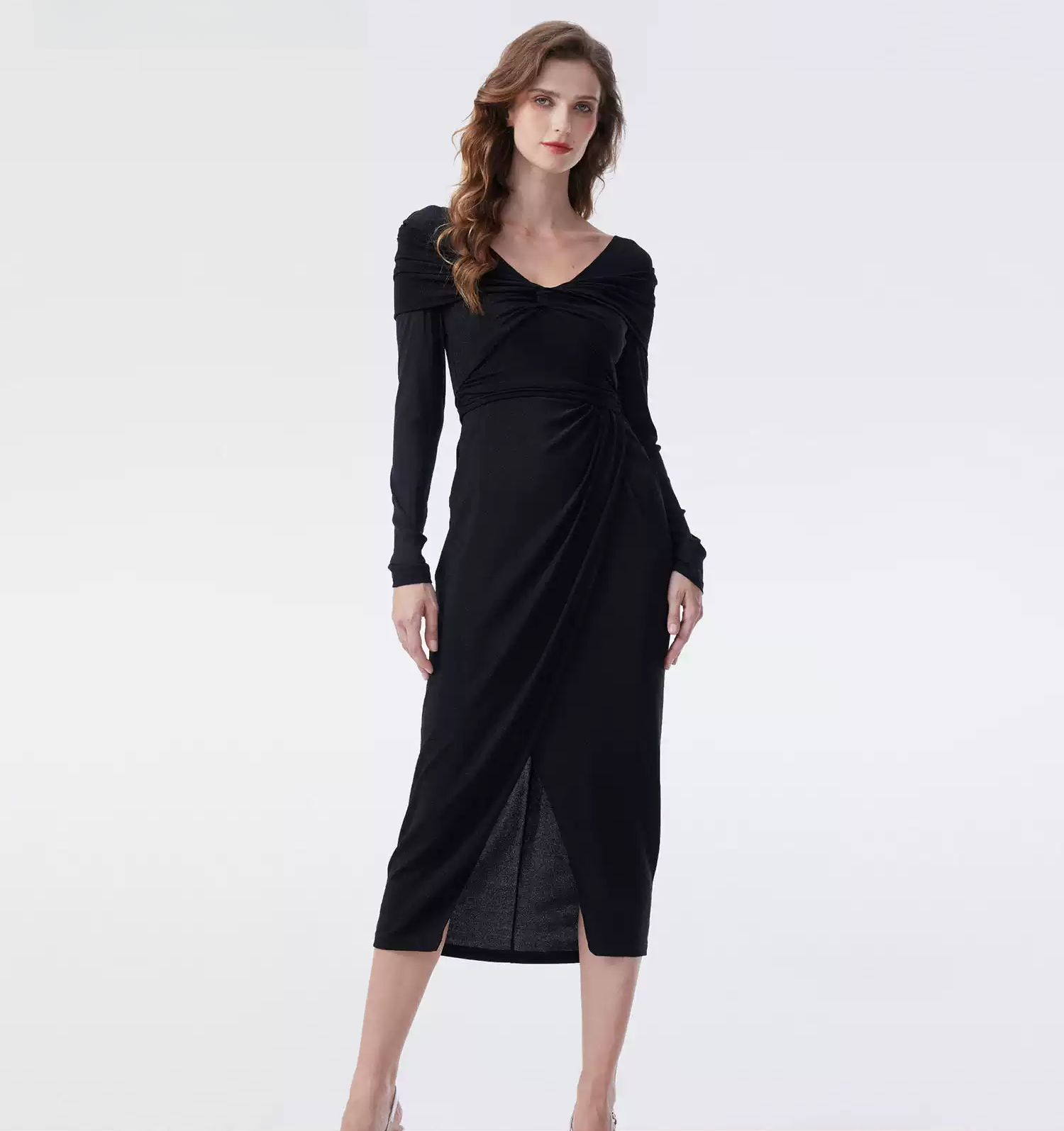 DVF Spring 2026 Metallic Knit A-Line Wrap Dress - photo 1