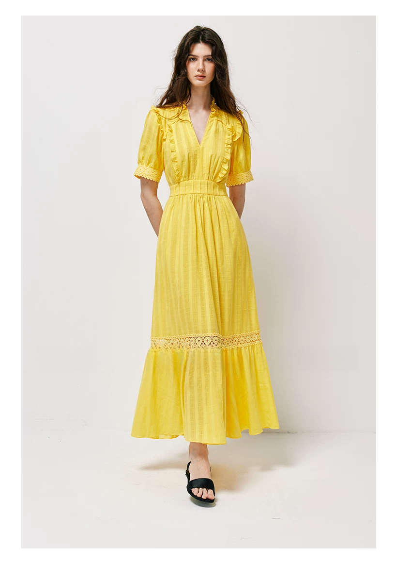 pigpighouse Cotton Openwork Jacquard Tea Dress - photo 5