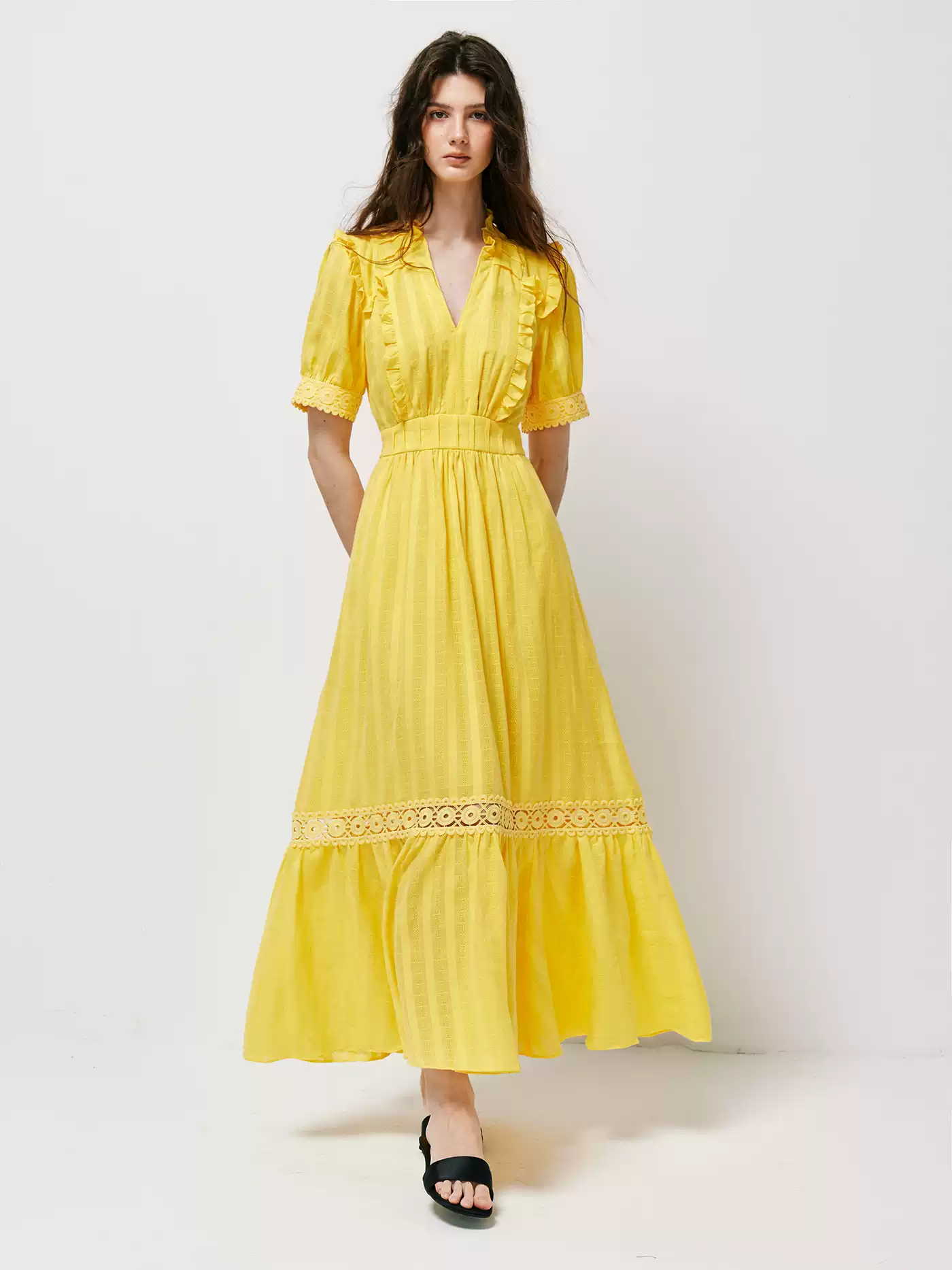 pigpighouse Cotton Openwork Jacquard Tea Dress - photo 1