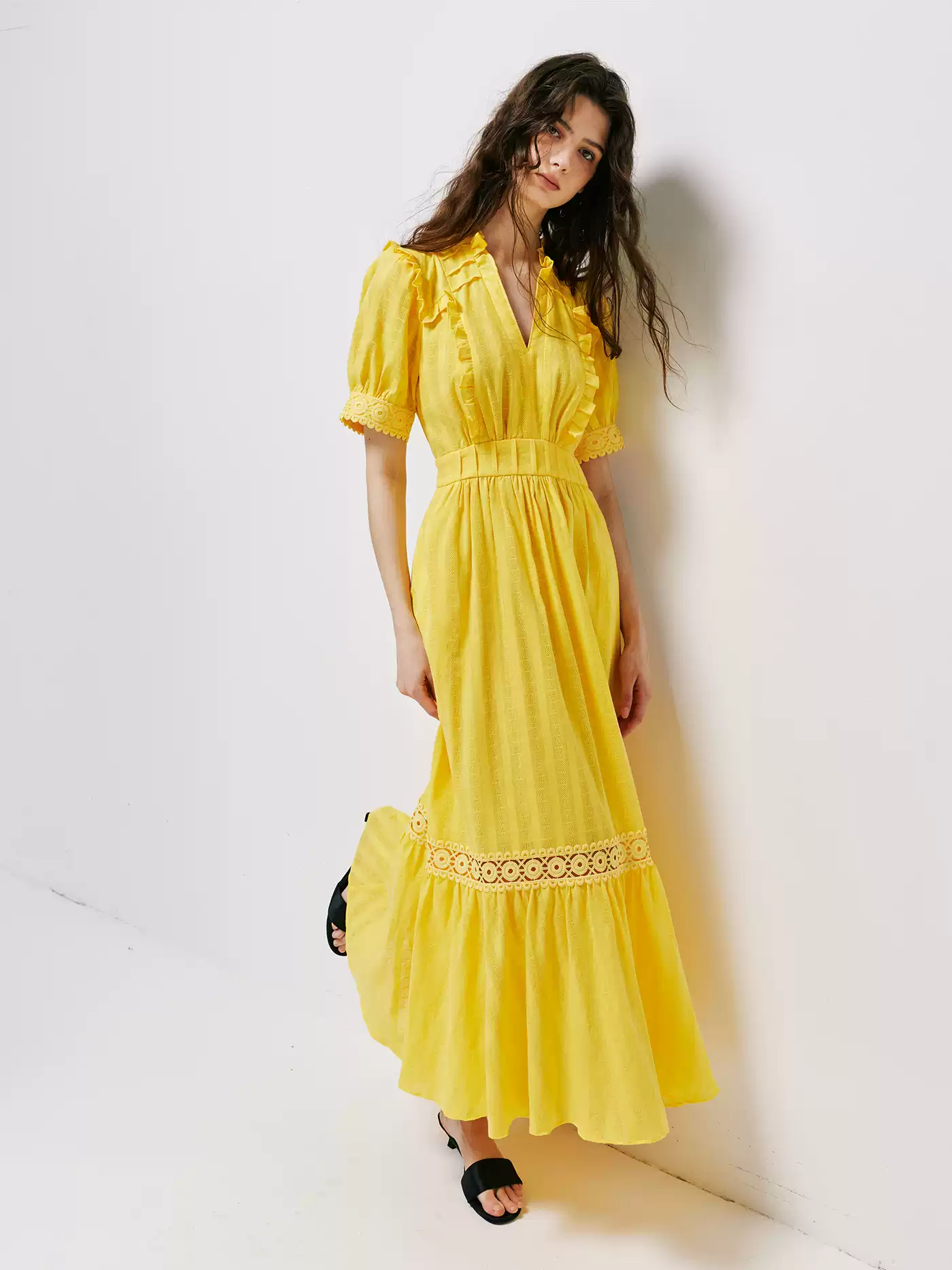 pigpighouse Cotton Openwork Jacquard Tea Dress - photo 3