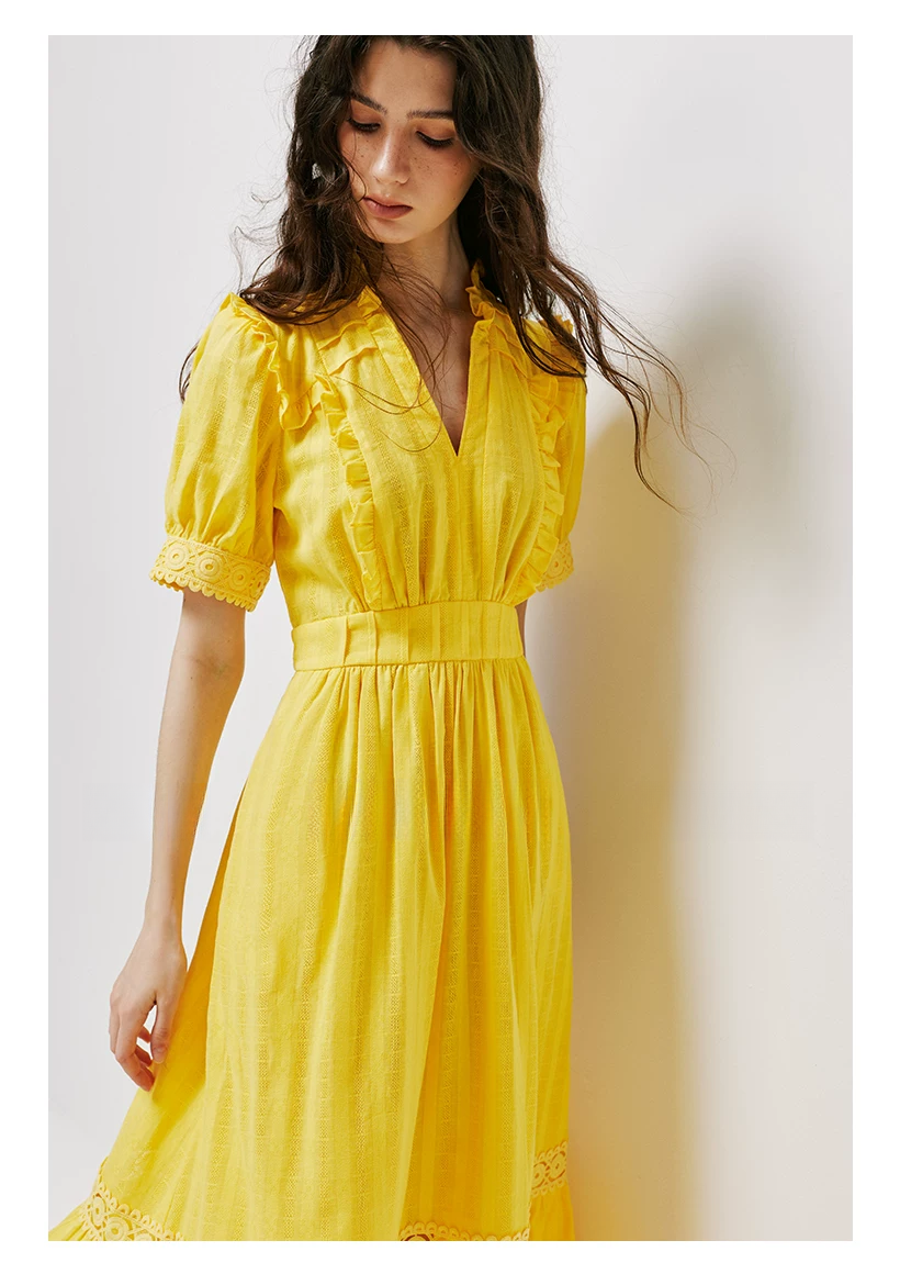 pigpighouse Cotton Openwork Jacquard Tea Dress - detail 10