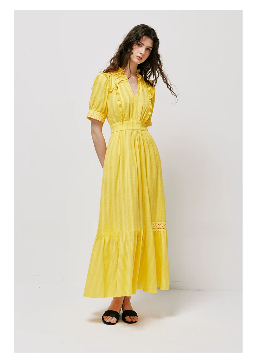 pigpighouse Cotton Openwork Jacquard Tea Dress - detail 7