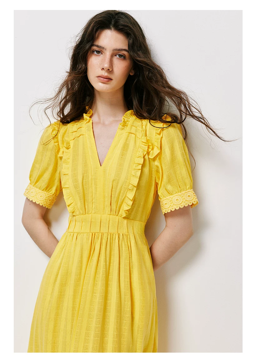 pigpighouse Cotton Openwork Jacquard Tea Dress - detail 9