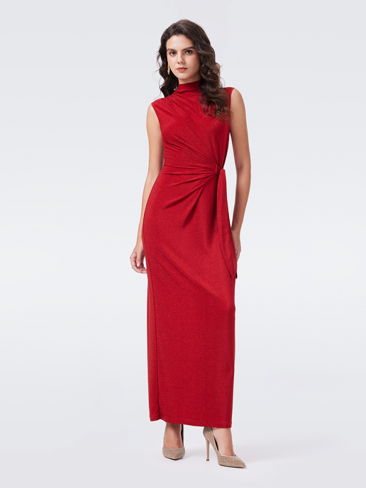 DVF Fall 2026 Metallic Knit Wrap Dress - detail 6