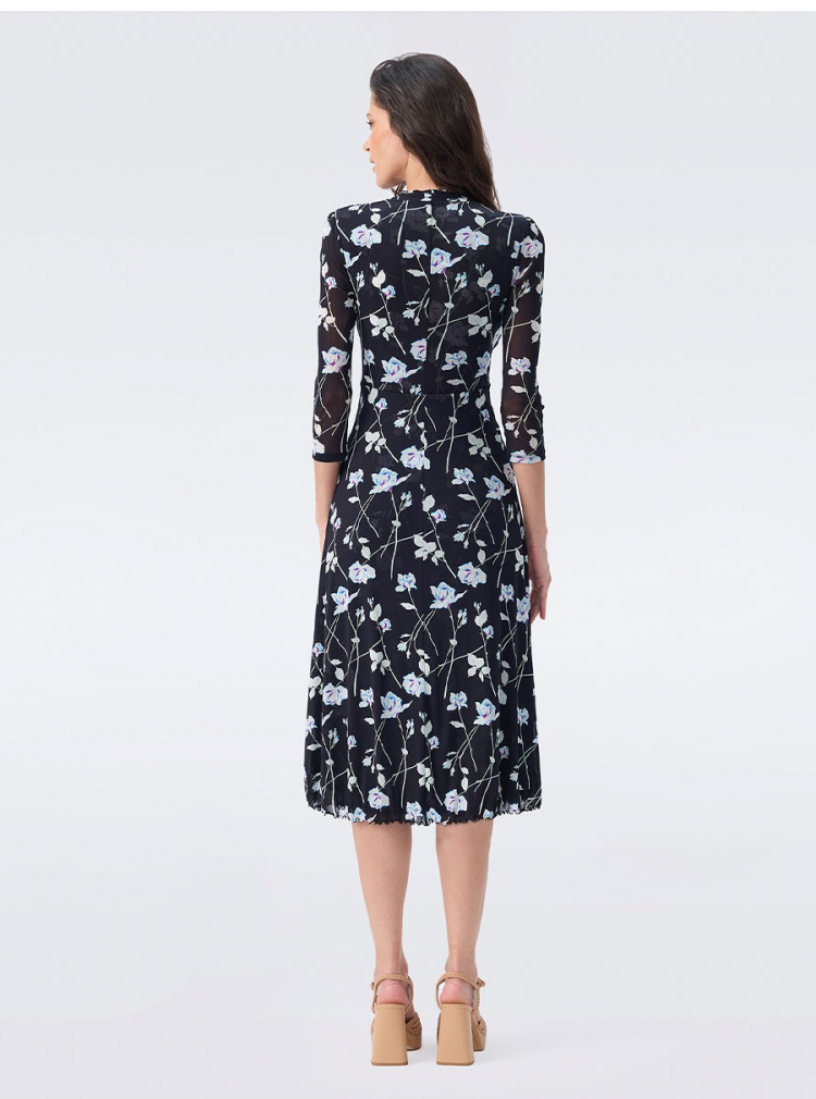 DVF Fall 2026 Black-and-White Floral Wrap Dress - detail 6
