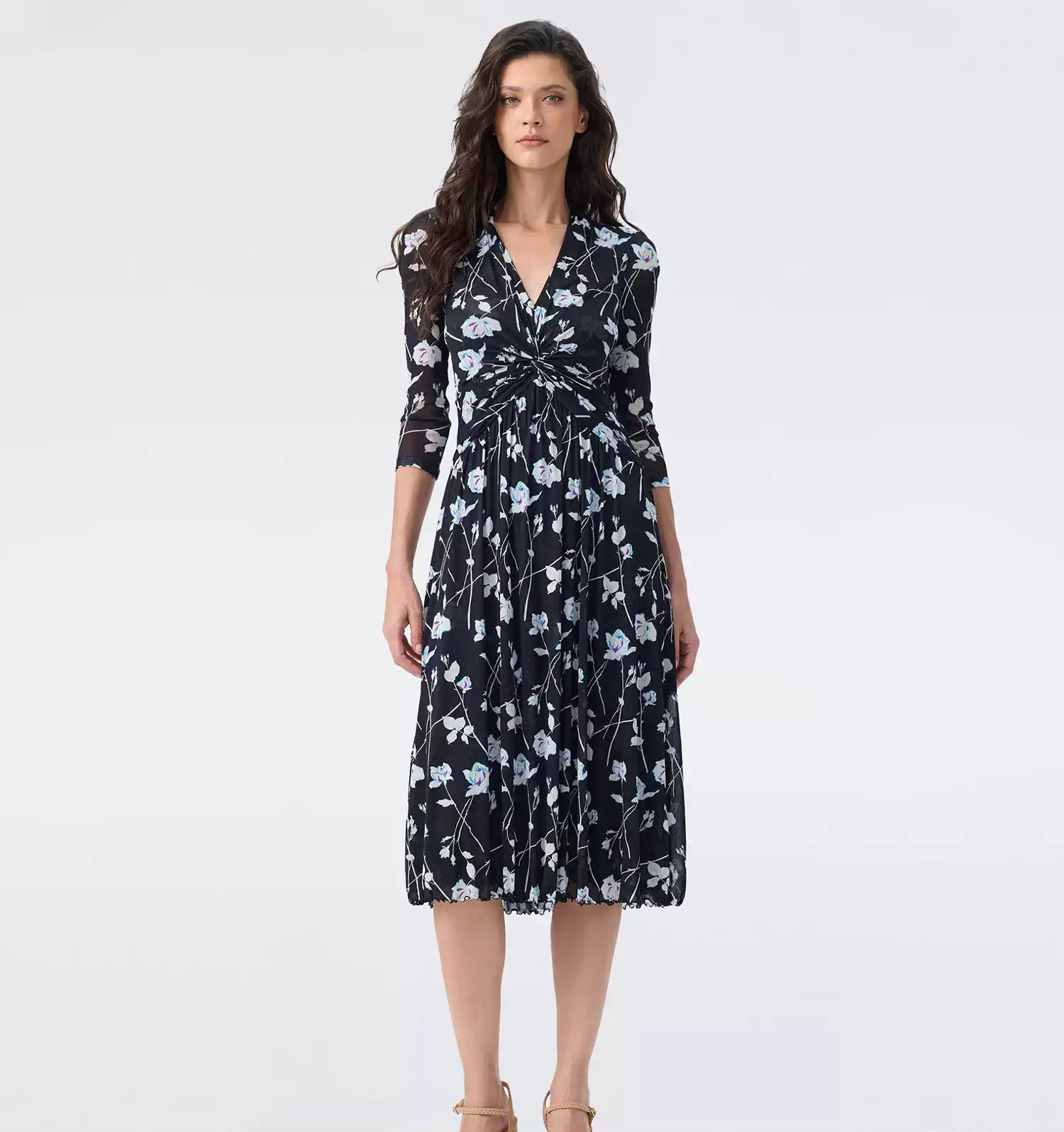 DVF Fall 2026 Black-and-White Floral Wrap Dress - photo 1