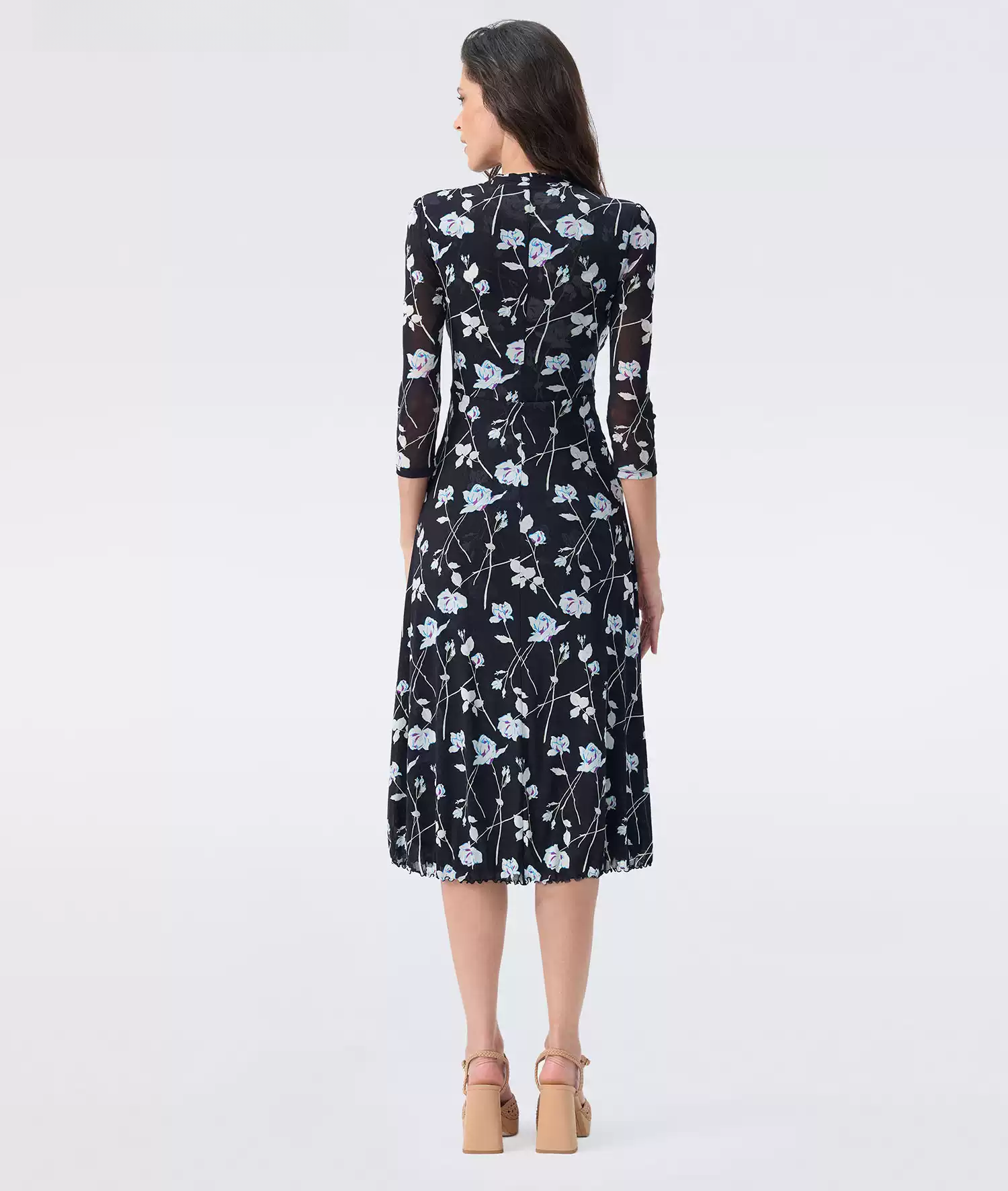DVF Fall 2026 Black-and-White Floral Wrap Dress - photo 3