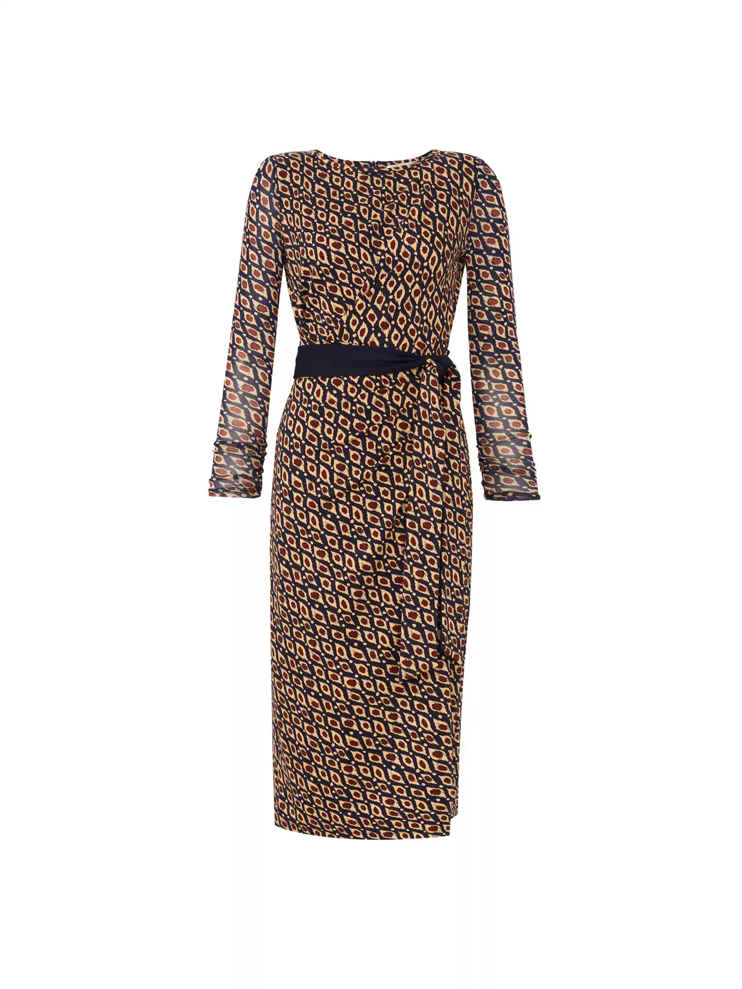 DVF Fall 2026 Diamond-Pattern Faux-Wrap Knit Dress - photo 5