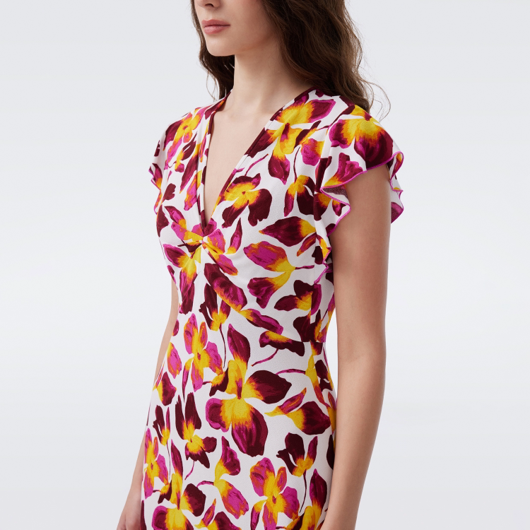 DVF Floral Crepe Tea Dress - detail 7