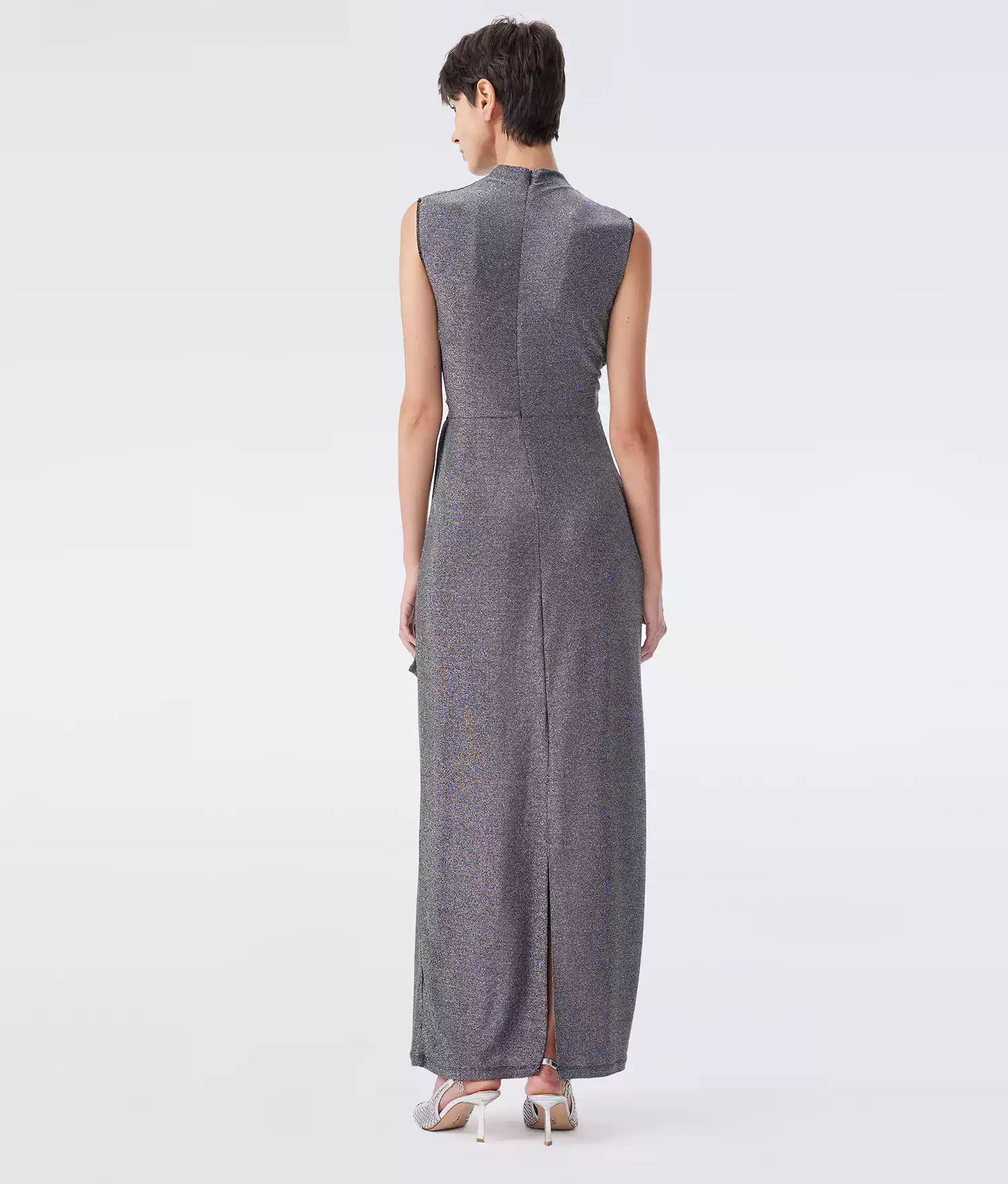 DVF Fall 2026 Metallic Knit Mock-Neck Dress - photo 3