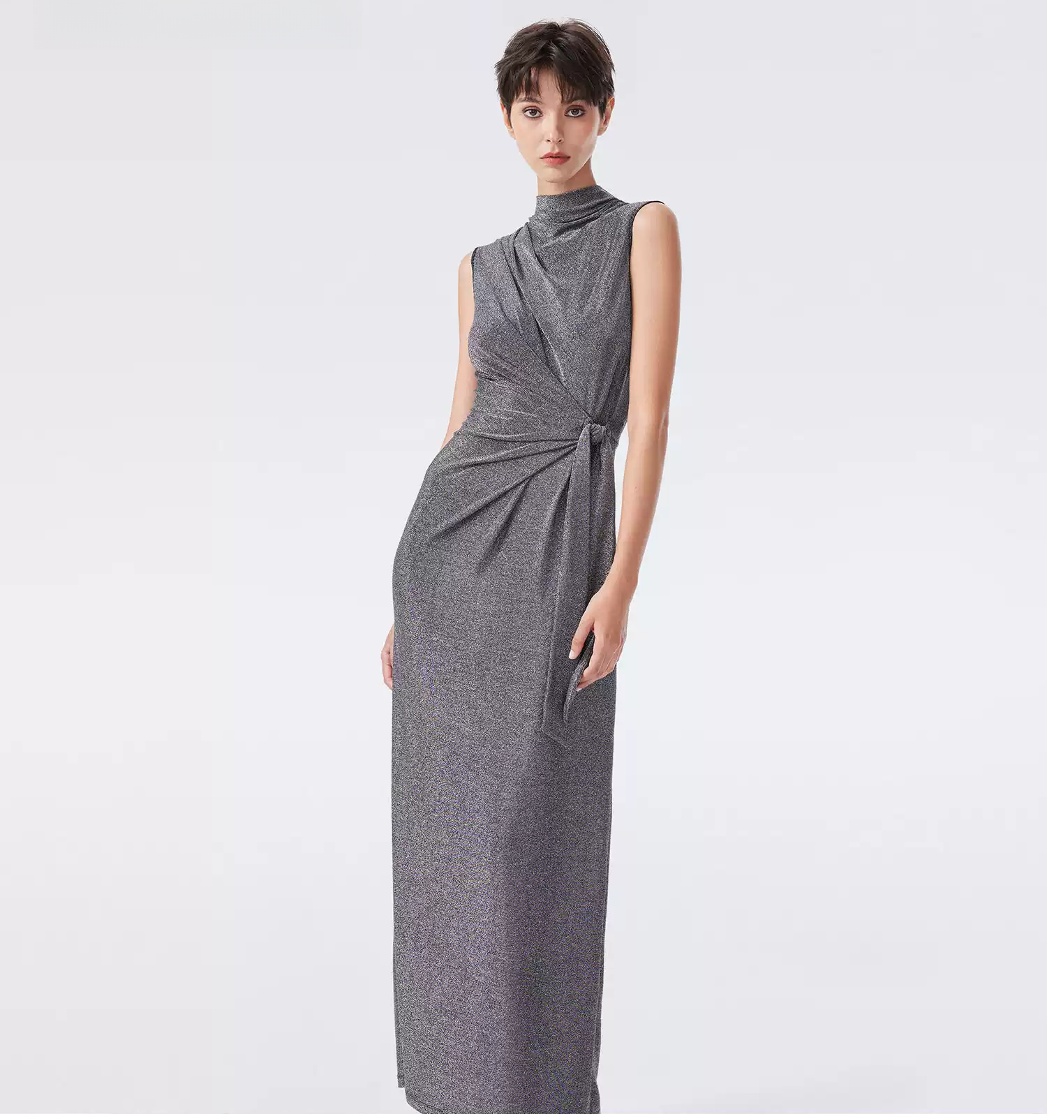 DVF Fall 2026 Metallic Knit Mock-Neck Dress - photo 1