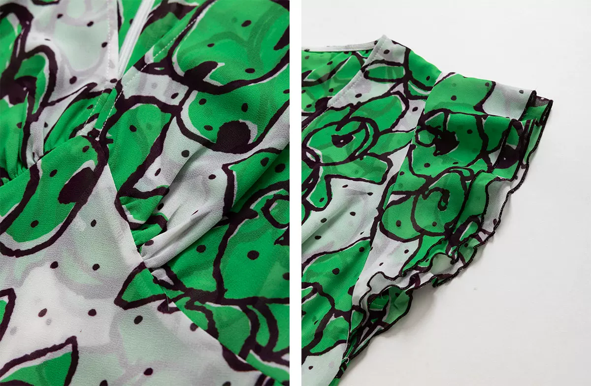 DVF Fall 2026 Wisteria-Print V-Neck Tea Dress - detail 7