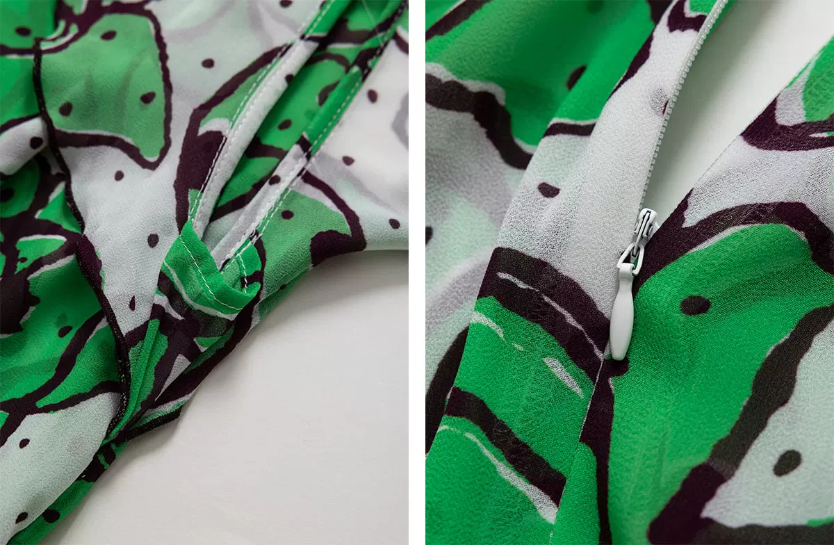 DVF Fall 2026 Wisteria-Print V-Neck Tea Dress - detail 9