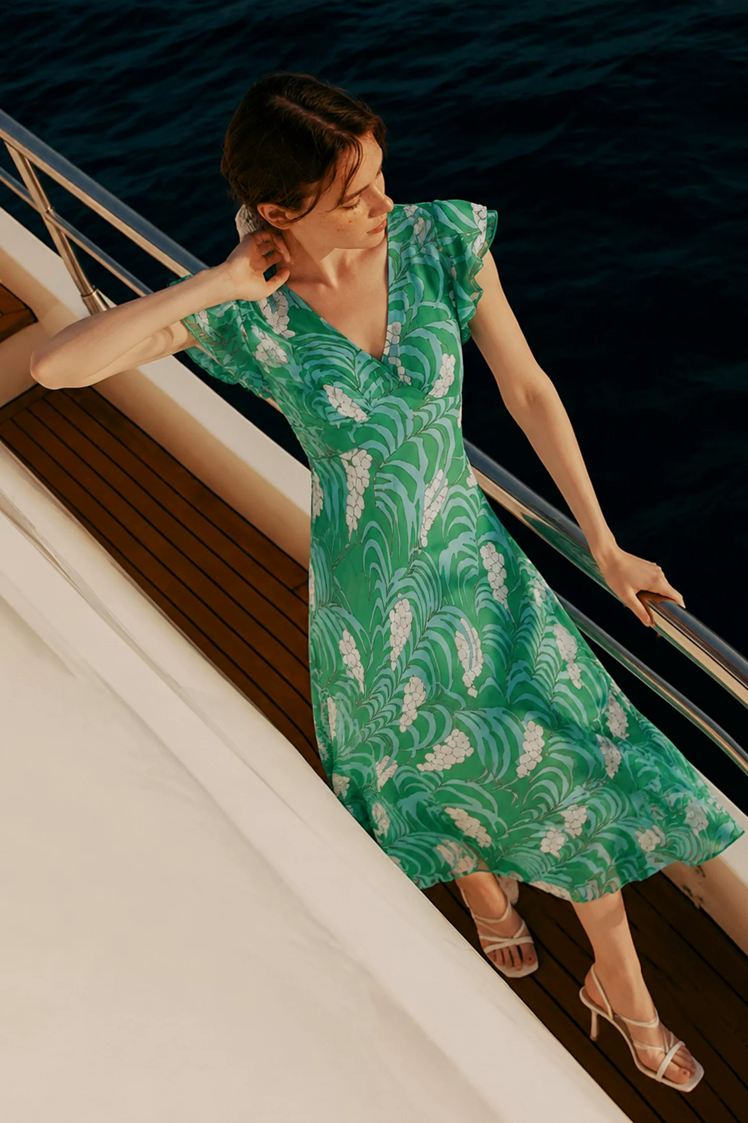 DVF Fall 2026 Wisteria-Print V-Neck Tea Dress - detail 6