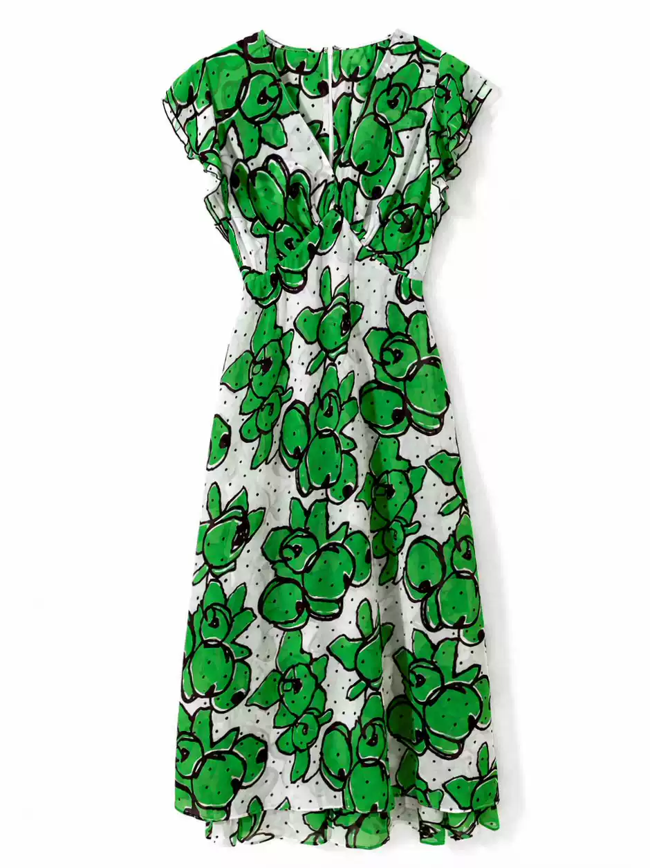 DVF Fall 2026 Wisteria-Print V-Neck Tea Dress - photo 5