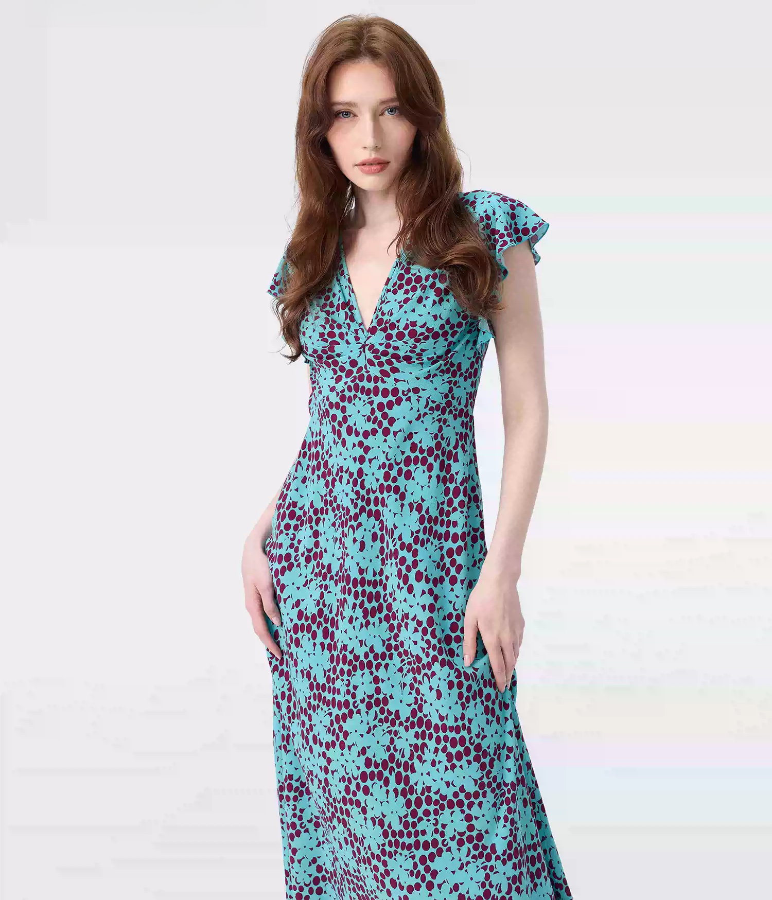 DVF Turquoise Print A-Line Tea Dress - photo 2