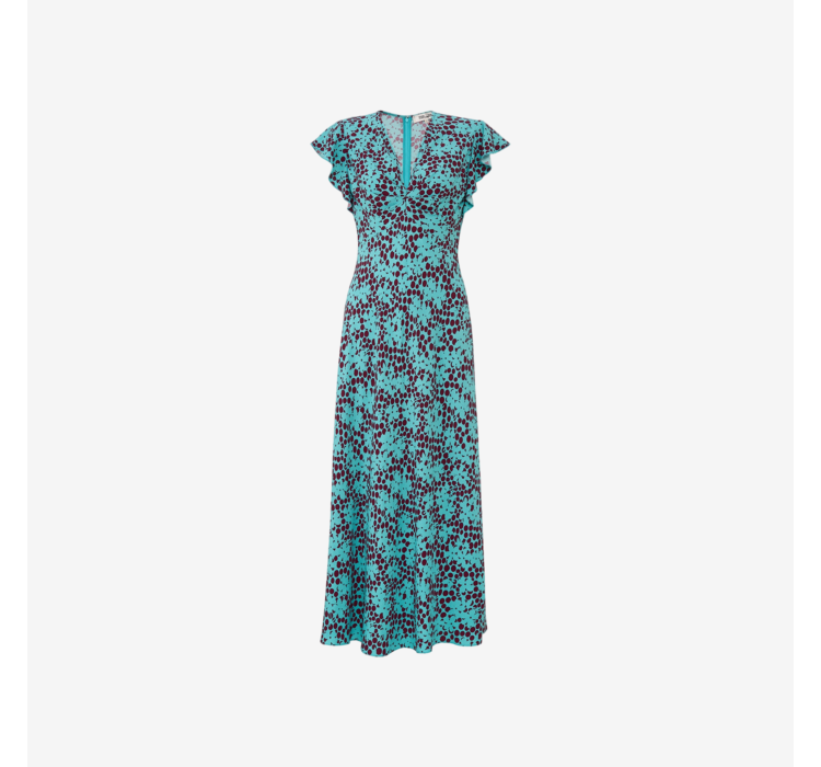 DVF Turquoise Print A-Line Tea Dress - detail 7