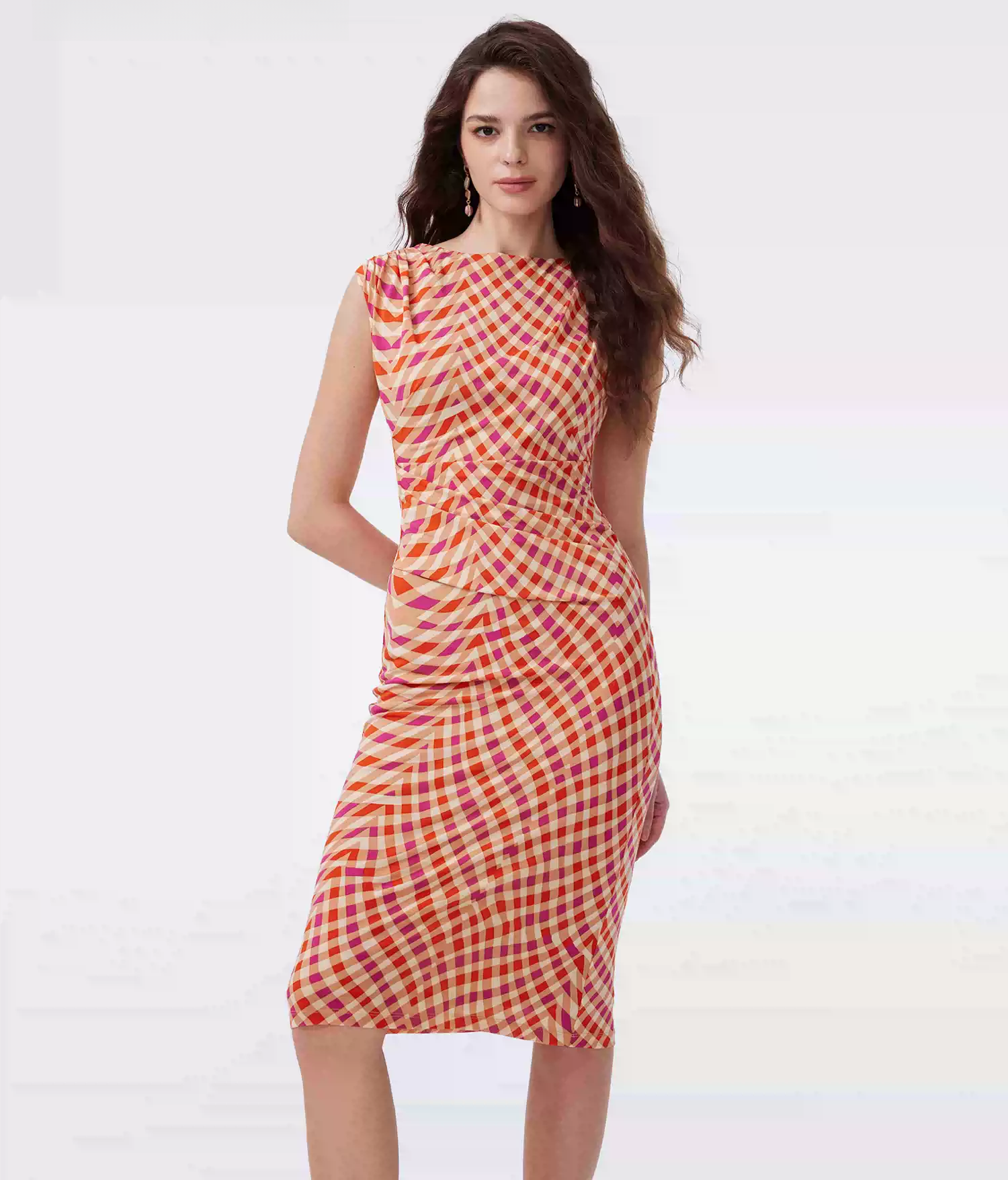 DVF Fall 2026 Orange Geometric Wave-Print Dress - photo 2