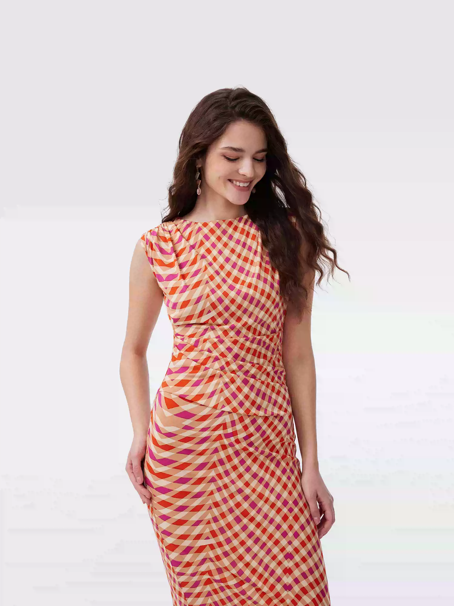 DVF Fall 2026 Orange Geometric Wave-Print Dress - photo 4
