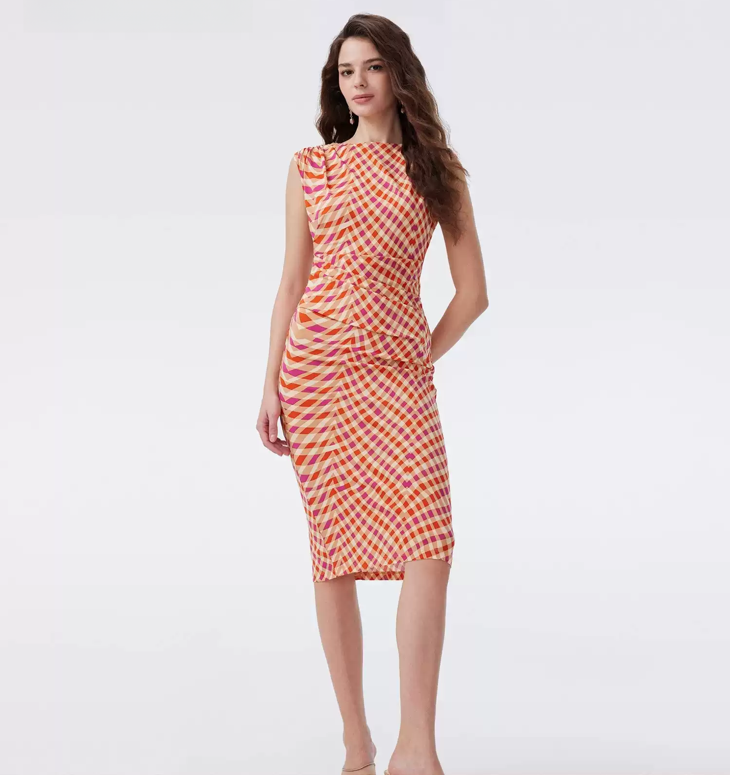 DVF Fall 2026 Orange Geometric Wave-Print Dress - photo 1