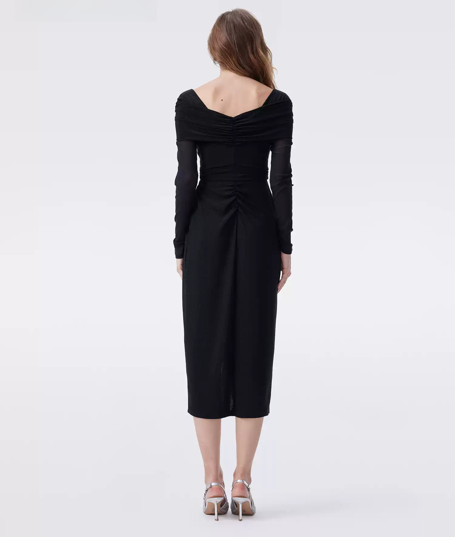 DVF Fall 2026 Metallic Knit Off-the-Shoulder A-Line Dress - photo 3