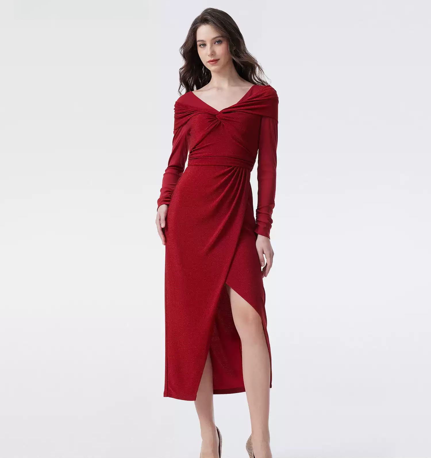 DVF Metallic Knit Off-the-Shoulder Dress - photo 1