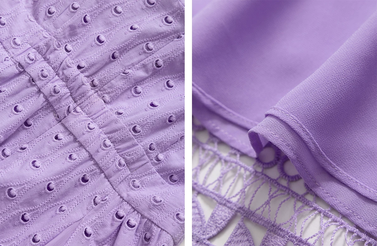DVF Fall 2026 Embroidered V-Neck Dress with Lace Panels - detail 10
