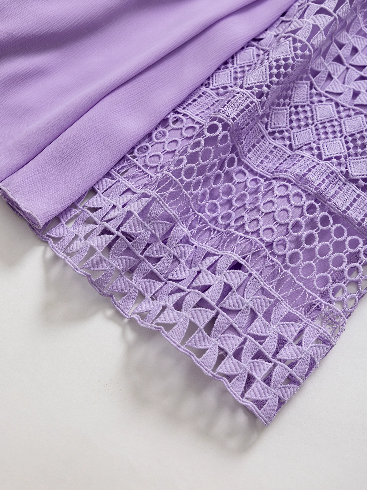 DVF Fall 2026 Embroidered V-Neck Dress with Lace Panels - detail 12