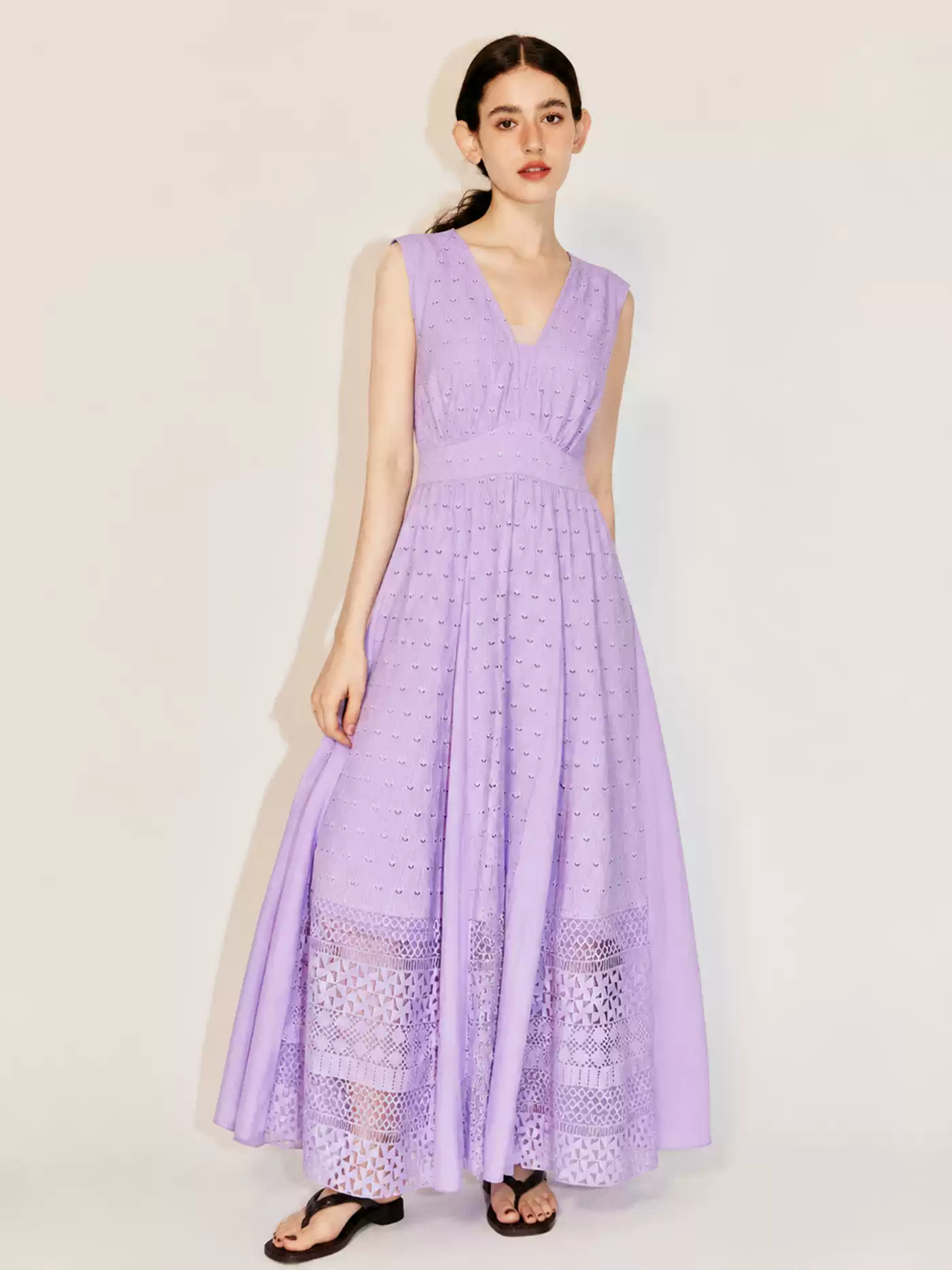 DVF Fall 2026 Embroidered V-Neck Dress with Lace Panels - photo 1
