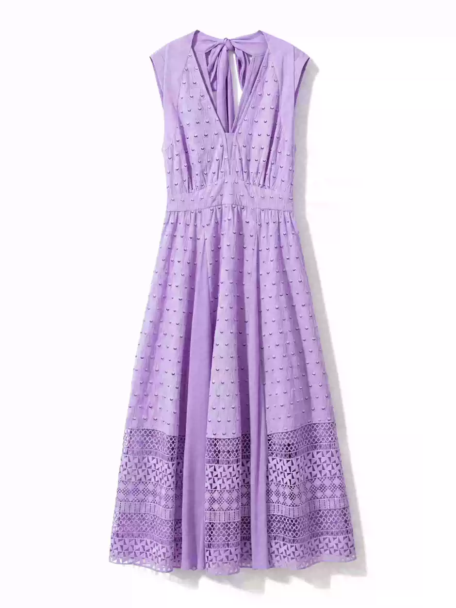 DVF Fall 2026 Embroidered V-Neck Dress with Lace Panels - photo 5