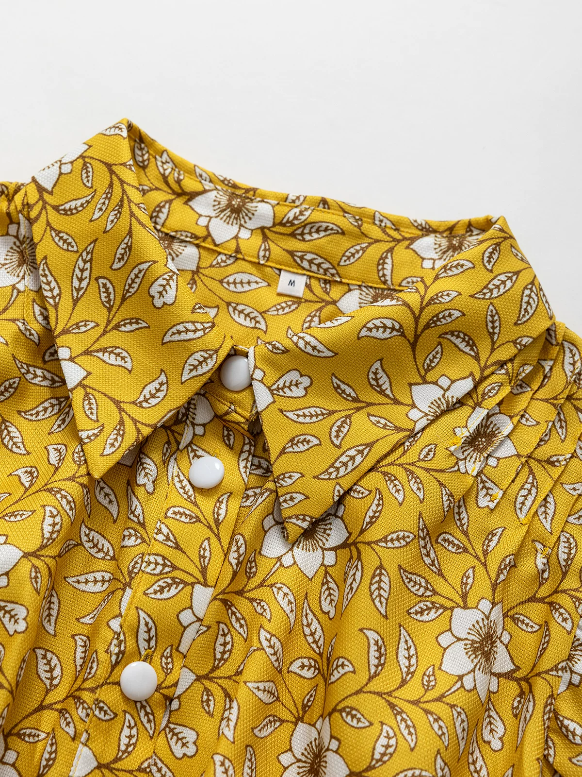 DVF Fall 2026 Yellow Floral Puff-Sleeve Tea Dress - detail 9