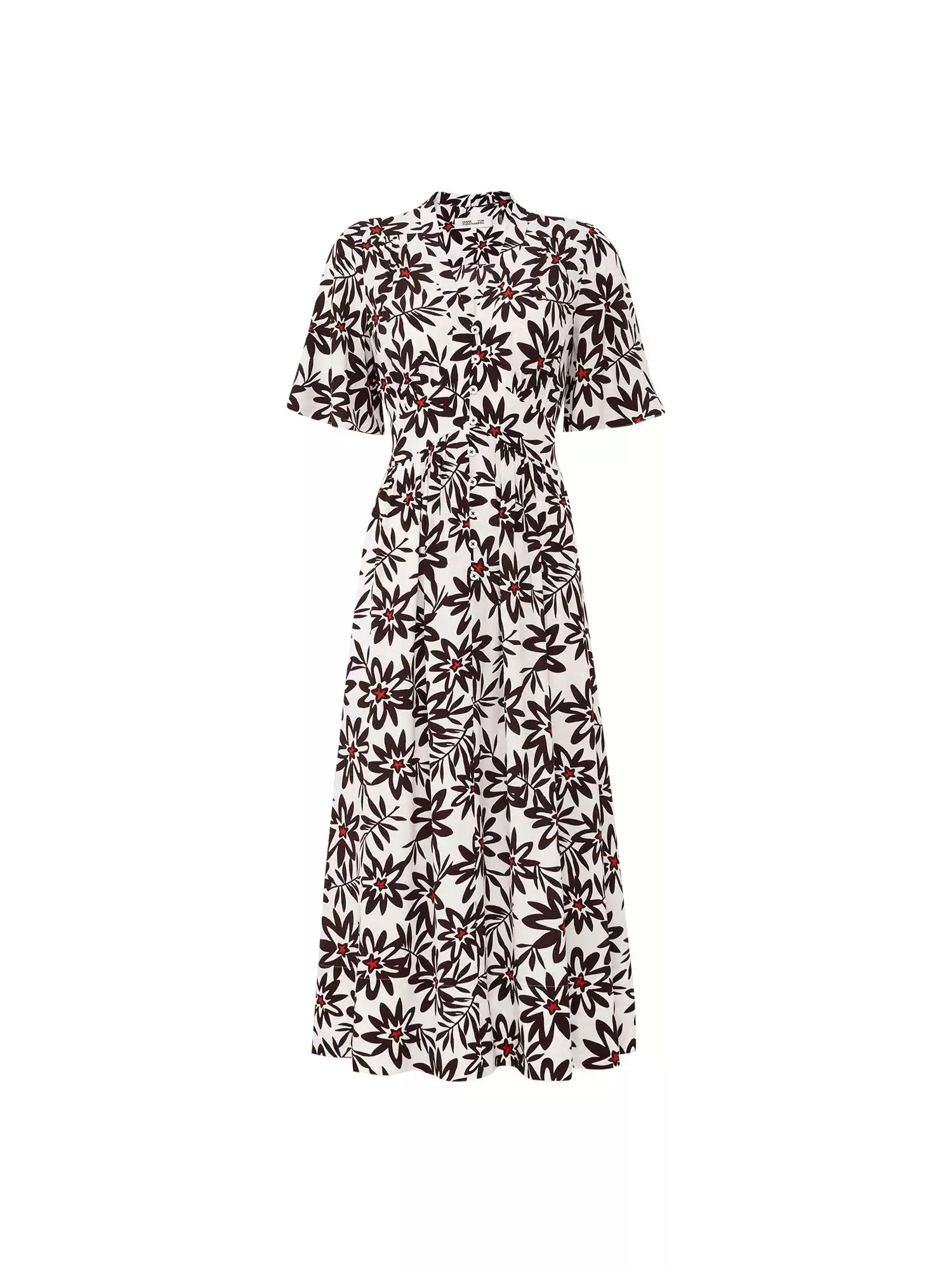 DVF Fall 2026 Yellow Floral Puff-Sleeve Tea Dress - photo 5