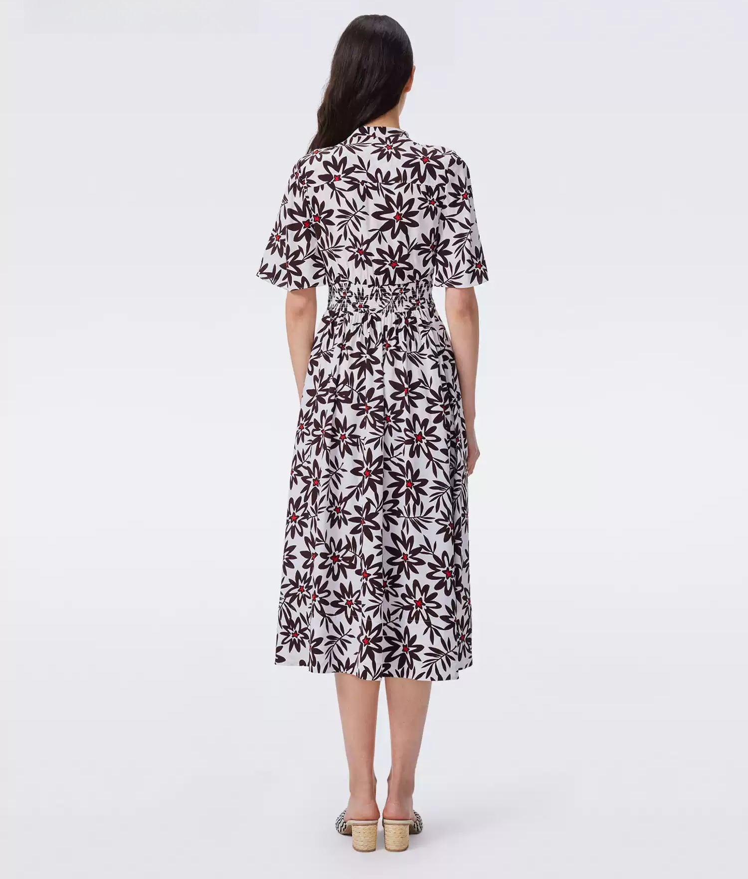 DVF Fall 2026 Yellow Floral Puff-Sleeve Tea Dress - photo 3